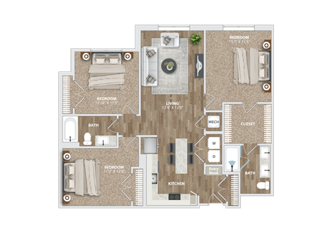 B6 Den Floor Plan at Preston Ridge in Cary, NC